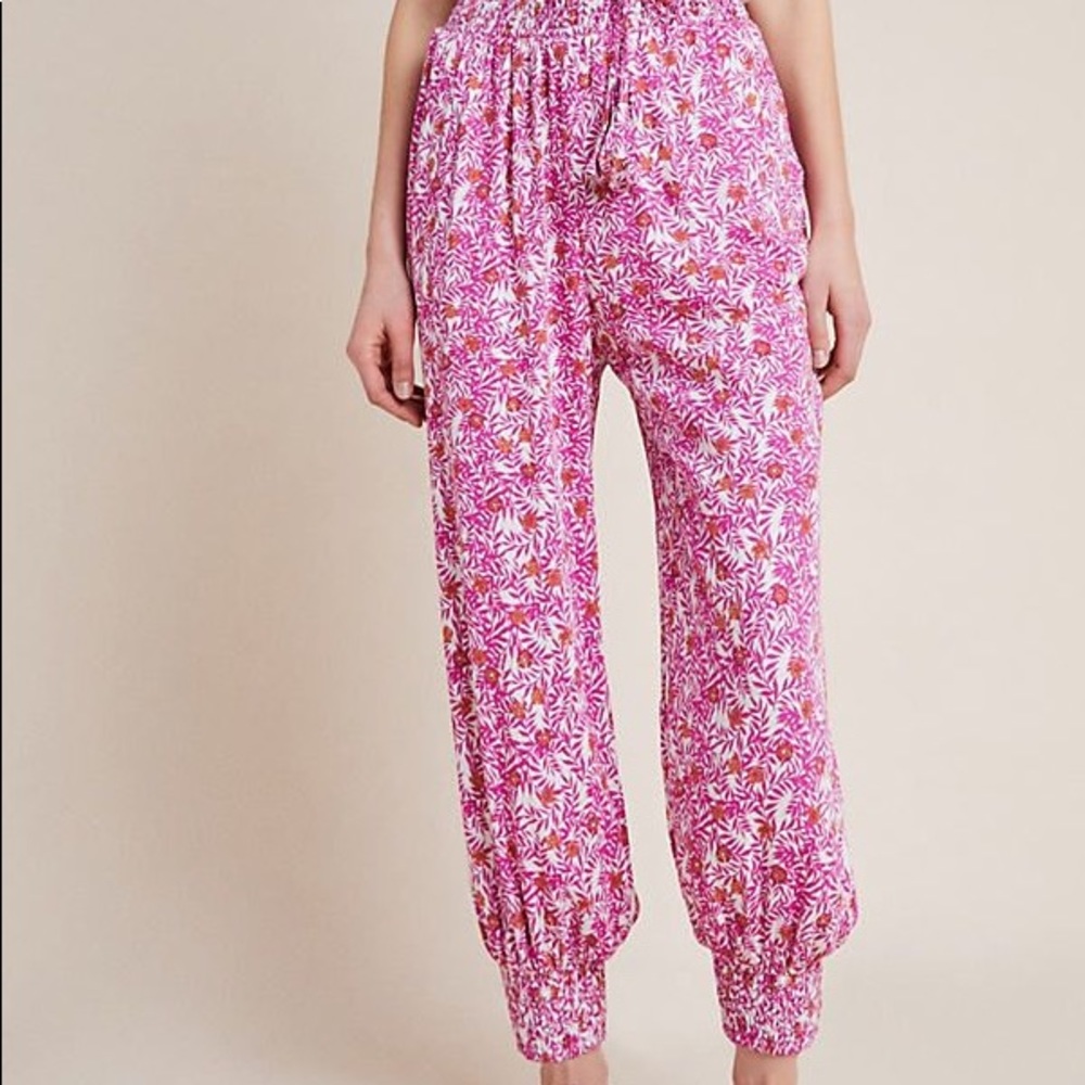 Anthropologie Pink Floral Harem Pants